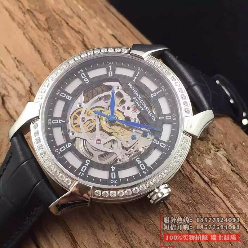 江诗丹顿Vacheron Constantin  男士缕空自动机械透底手表 