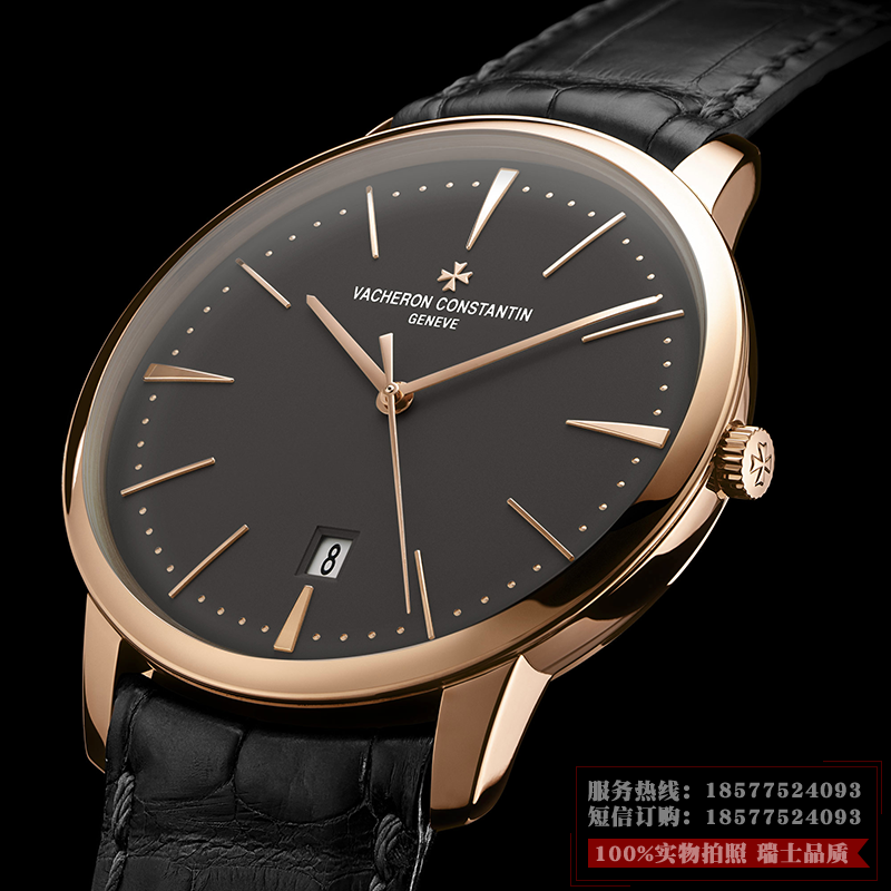 瑞士江诗丹顿Vacheron Constantin传承系列85180/000R-9166 18K玫瑰金自动机械男表 ETA2824机芯