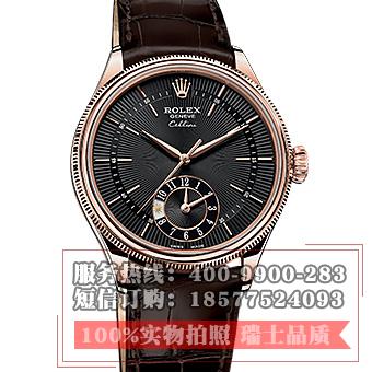 劳力士(ROLEX)切利尼系列50525黑盘棕带 18K玫瑰金（8种款式） 男士自动机械表手表