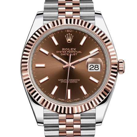 Rolex 劳力士 Datejust 日志型系列126331-0002钢牙圈巧克力面男表 18K包玫瑰金 香港组装 