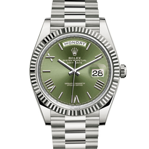 Rolex 劳力士 Datejust 星期日历型40系列228239-0033白金牙圈绿面罗马字男表 香港组装 