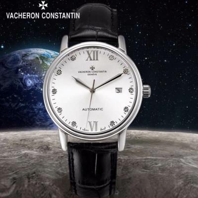 瑞士名表江诗丹顿Vacheron Constantin 自动机械透底手表 白面钻石男士手表