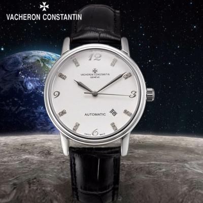 瑞士名表江诗丹顿Vacheron Constantin 自动机械透底手表 白面钻石男士手表