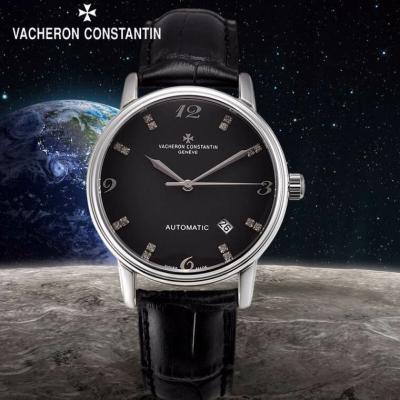 瑞士名表江诗丹顿Vacheron Constantin 自动机械透底手表 白面钻石男士手表