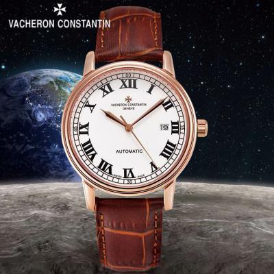 瑞士名表江诗丹顿Vacheron Constantin 自动机械透底手表 白面钻石男士手表