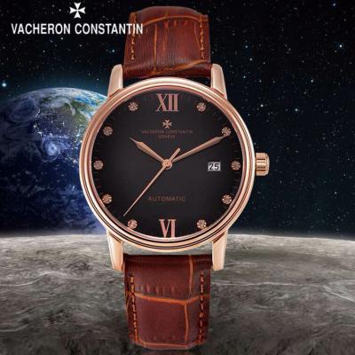 瑞士名表江诗丹顿Vacheron Constantin 自动机械透底手表 白面钻石男士手表