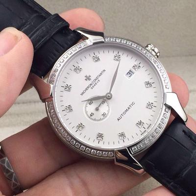 瑞士名表江诗丹顿Vacheron Constantin 自动机械透底手表 9秒小针  镶钻刻度男士手表