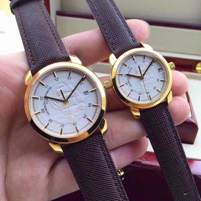 江诗丹顿Vacheron Constantin 传承系列 18K包金 情侣对表  自动机械透底手表  男女士手表