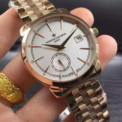 江诗丹顿Vacheron Constantin 纵横四海系列 18K玫瑰金 男士钢带自动机械透底腕表