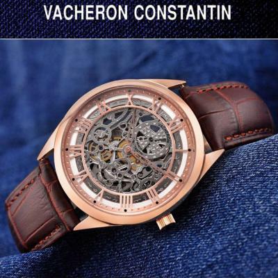 江诗丹顿Vacheron Constantin 18K玫瑰金 男士缕空自动机械透底手表 香港组装 