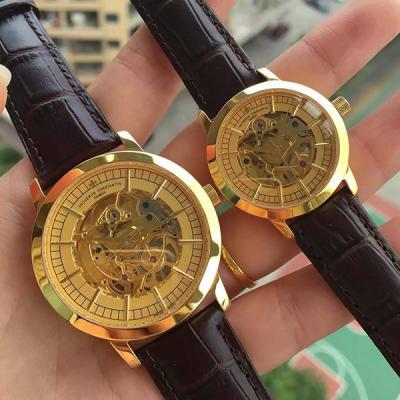 江诗丹顿Vacheron Constantin 18K金  男女对表 情侣缕空自动机械透底手表 香港组装 