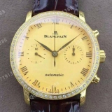 【高端】宝珀Blancpain  男士自动机械表 18K金 金面镶钻 带超强夜光 7750机芯 防水腕表