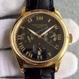 百达翡丽PATEK PHILIPPE SA 复杂功能计时系列 18K金 黑面 男士自动机械手表 香港组装 