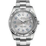 Rolex 劳力士 Datejust 日志型41系列116334-0001白金钢牙圈灰面阿拉伯数字刻度男表 带夜光 香港组装 