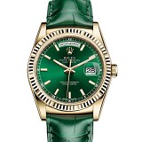 Rolex 劳力士 星期日历型系列118138-L(FC)绿盘黄金钢牙圈男表 带夜光 香港组装 