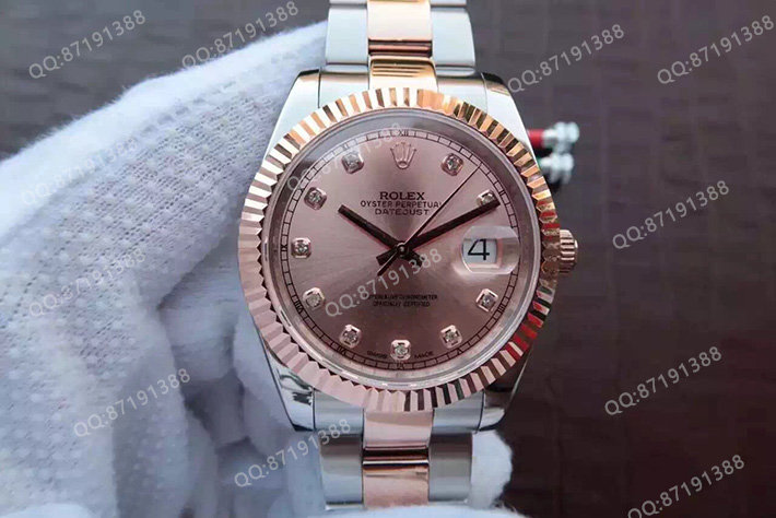 Rolex 劳力士 Datejust 日志型系列126331-0007钢牙圈粉面钻标男表 18K包玫瑰金