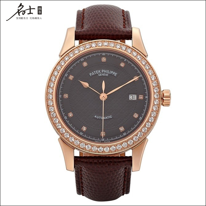 百达翡丽入门级 一比一高精仿百达翡丽 Patek Philippe Calatrava 古典系列 机械男表 环钻 黑底 钻刻度